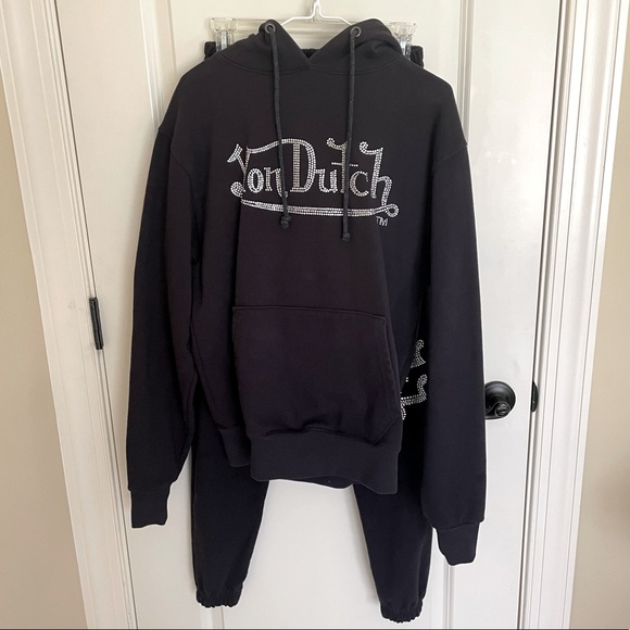 Von Dutch Navy Blue Rhinestone Hoodie 